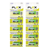 10 Pilhas Baterias Flex 23a 12v A23 2 Cartelas