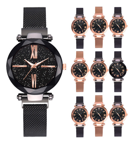 10 Relojes Mayoreo Iman Mujer Metal Magneto Brilla Noche