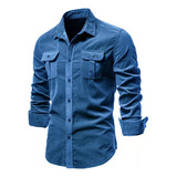 Camisa De Negocios De Pana For Hombre Slim Fit