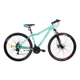 Mountain Bike Femenina Slp 25 Pro Lady  2023 R29 M 21v Frenos De Disco Mecánico Cambios Shimano Tourney Tz31 Color Verde Con Pie De Apoyo  