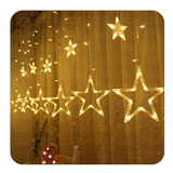 Cortina Navidad Fiestas Luces Led Calida Estrellas 3m 220v