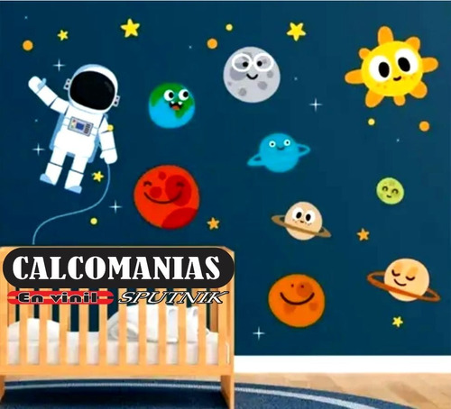 Vinilo Decorativo Infantil Astronauta Planetas