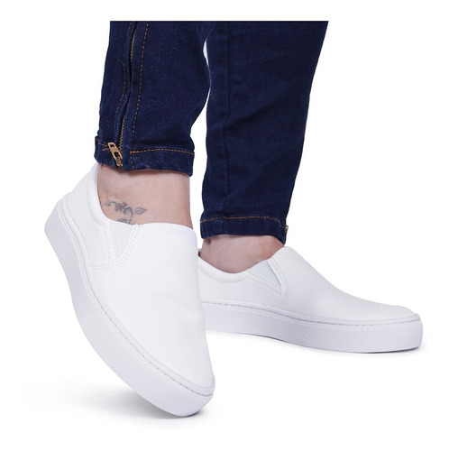 Tenis Feminino Slip On Branco Medicina Enfermagem Bom Barato