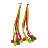 Brinco Com Pom Pom Coloridos Fantasia Carnaval Neon