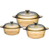 Set De Ollas Visions (6) Ámbar 2.5q, 3.5l Y 5qt Con Tapas De