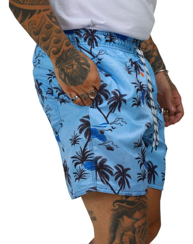 Short Bermuda Masculino Praia Tactel Grosso Floral Academia