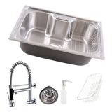 Cuba Gourmet Cozinha Aço Inox 60x42 +torneira Gourmet Parede Cor Prateado