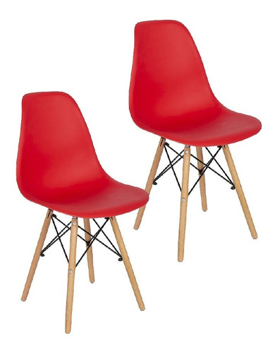 Set De 2 Sillas Holly Estilo Eames Comedor Color Rojo