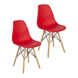 Set De 2 Sillas Holly Estilo Eames Comedor Color Rojo