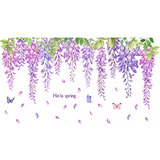 Flores Púrpuras Y Azules - Adhesivos De Pared 3d Desmo...