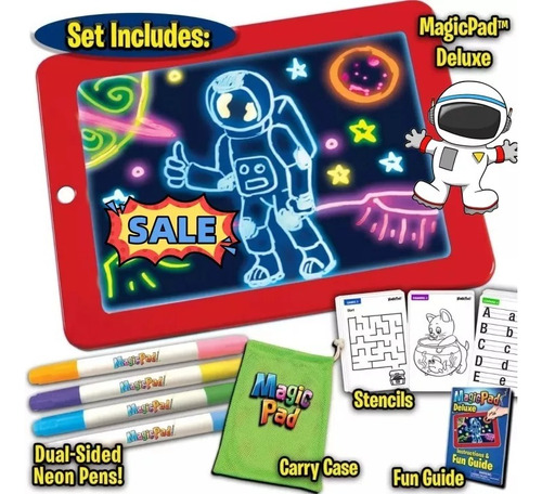 Tableta De Dibujo Con Luz Led Magic Pad 3 Marcadores Gratis