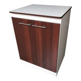 Mueble Base De Cocina Blanco- Puertas Chocolate 84 X 60 X 50