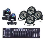 4 Canhao 18 Leds Rgbw 12w + Moving Head Spot 60w C/mesa Dmx