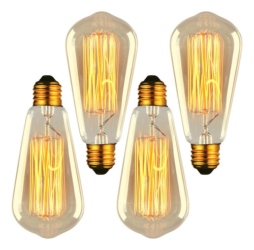 Kit 4 Lâmpada Retro Decorativa Filamento Vintage Dimerizável Cor Da Luz 4xst64 127v