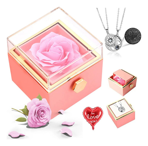 Flores Eternas Giratorio Con Caja Para Collar Y Regalos