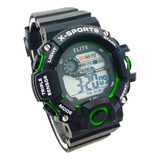 Reloj Pulsera Negro Verde Digital Deportivo