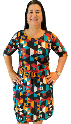 Vestido Plus Size Feminino Barato Estampado