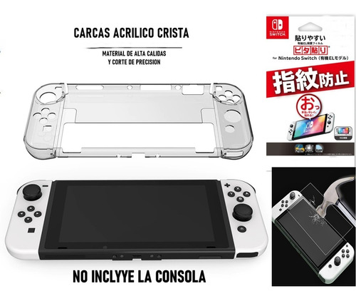 Combo: Acrilico + Vidrio Protector Nintendo Switch Oled