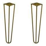 2 Pé Metal 30cm Hairpin Legs Mesa De Canto Rack Puff Dourado