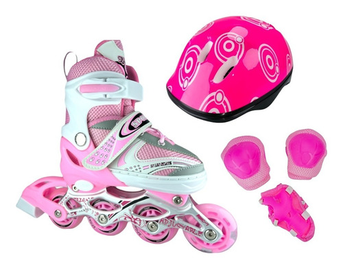 Patines Linea Semiprofesionaes Kit Sport En Goma Luces