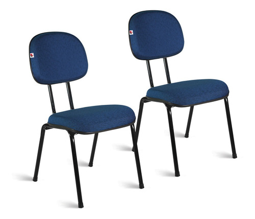 Cadeira Secretária Pé Palito Kit 2 Tecido Azul