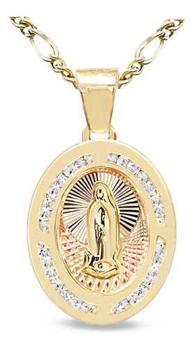 Medalla Virgen De Guadalupe Oro 10k Sólido + Cadena Incluida