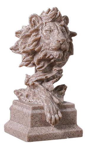 Estatua De Cabeza De León, Figura De Arte De Color Arenisca