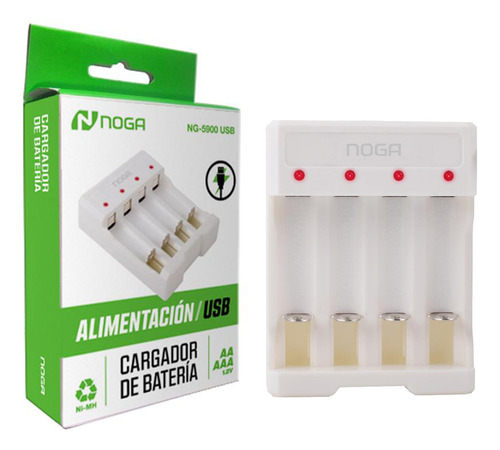 Cargador De Pilas Recargables Aa Aaa Usb Noga 4 Pilas Rapido