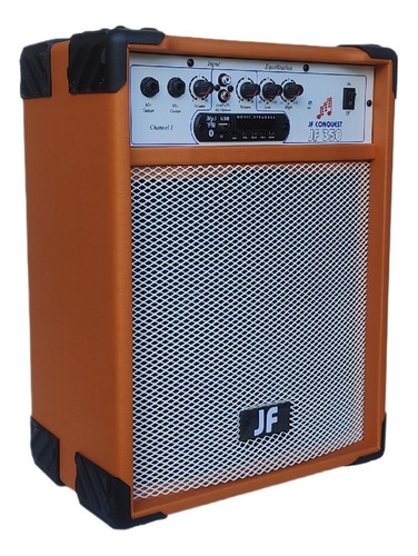 Caixa De Som Amplificada Violão Guitarra Microfone Laranja