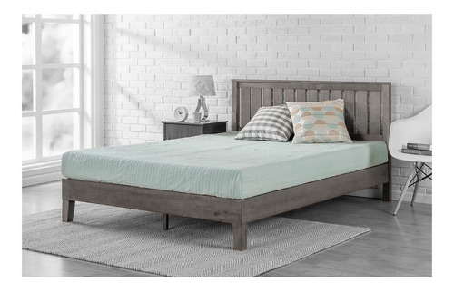 Base Stephen De Madera Individual Gris Pieza Box Cama