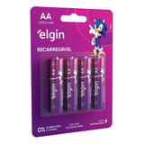 04 Pilhas Baterias Aa 2500mah Elgin Recarregável 2a Pequena 1 Cartela