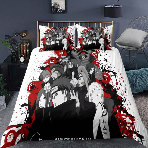 Naruto Akatsuki - Juego De Funda De Edredón For Cama Doble