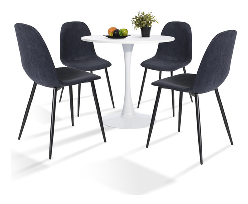 Comedor 4 Sillas Color Azul Marino Homemake Furniture