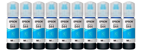 Kit De 10 Botellas De Tinta Epson T544 Cyan 65ml Oem