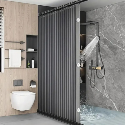 Cortina De Ducha Magnética Plegable Para Baño Impermeable 180*200cm Material De Poliéster De Tela Color Grey | MercadoLibre