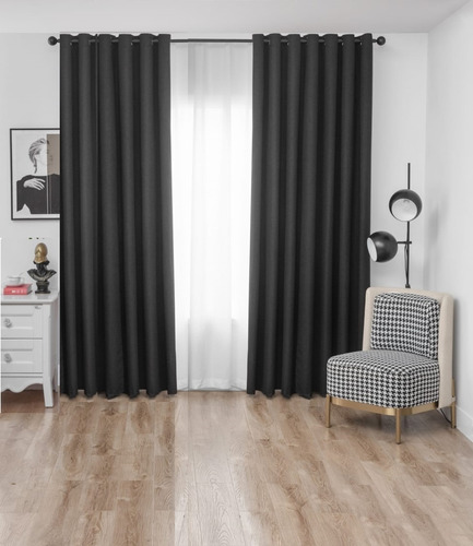 Cortinas Blackout Living Dormitorios Oficinas Negra 230x140