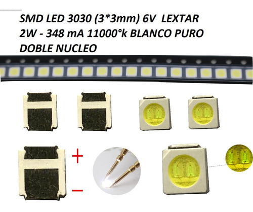 100 Leds 3030 6v 2w Lextar Pantallas Chinas