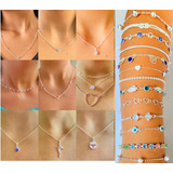 Atacado Kit 03 Pulseiras 3 Colares Folheados  A Prata 