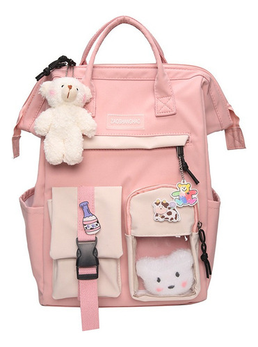 Mochilas Escolares Con Pin Kawaii Y Accesorios Morados