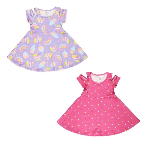 Kit 2 Vestido Feminino Infantil Menina Princesa Verão Lote