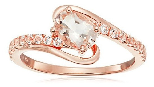 De Oro Rosa Plateado Morganita Y Topacio Blanco Anillo, Tama