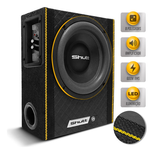 Caixa Shutt Ultra Slim Amplificada 600w Subwoofer 8' Bolinha