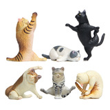 6 / Set Kawaii Funny Yoga Cat Figuras Estatuas Figuras De