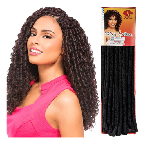 Apliques De Cabelo Cabelo Sintético Nina Softex Pacotinho Estilo Crochet Braids, Preto_#1 De 55cm - 1 Mecha Por Pacote