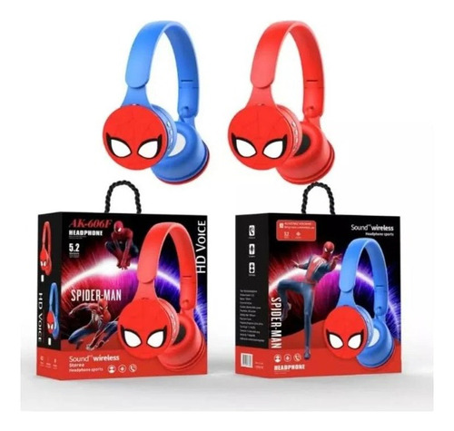 Audífono Diadema Bluetooth Spiderman Niños Hombre Araña Rojo