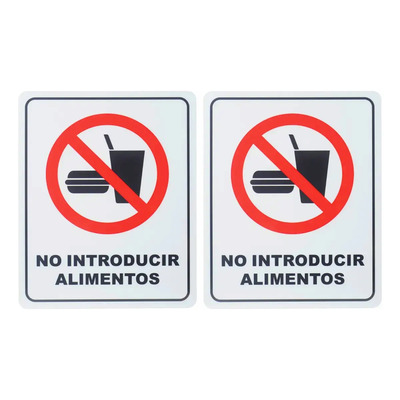 2 Señalamiento Letrero De Prohibido La Comida 20x25 Cm | MercadoLibre