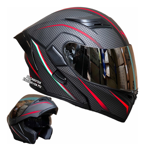 Casco Veloce Abatible Deportivo Fibra Carbono Certificado Kt