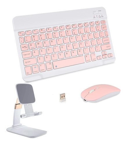 Kit Teclado Mouse Bluetooth Suporte Para Tablets Multilaser