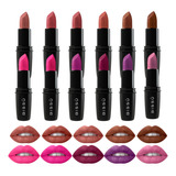 Set 12 Labiales Bissú Humectantes Tonos Cafes Morados