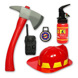 Set Bomberos Con Casco Mas Accesorios Juego De Roles 